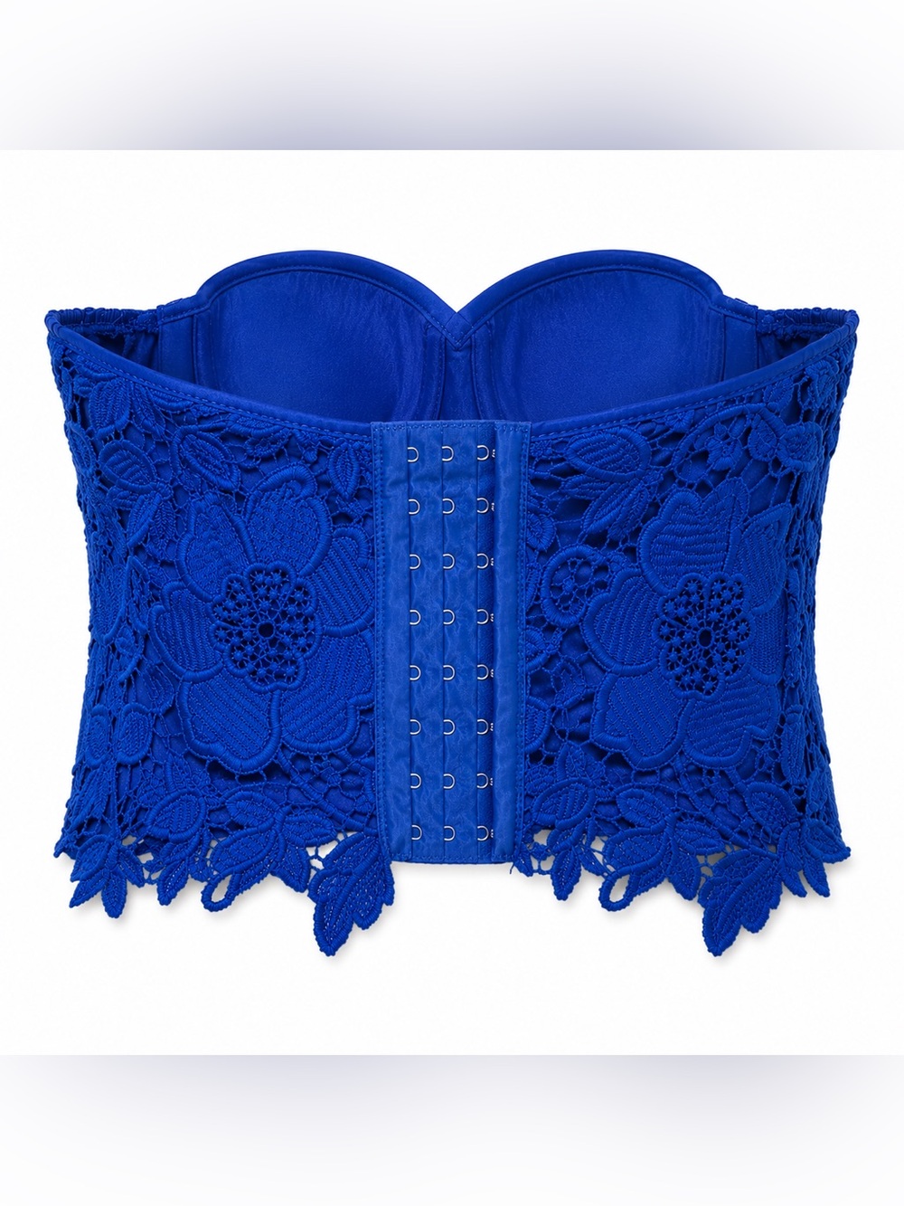 Cherry Koko Royal Blue Floral Lace Bustier Corset Top Strapless Party Aesthetic - Picture 3 of 5